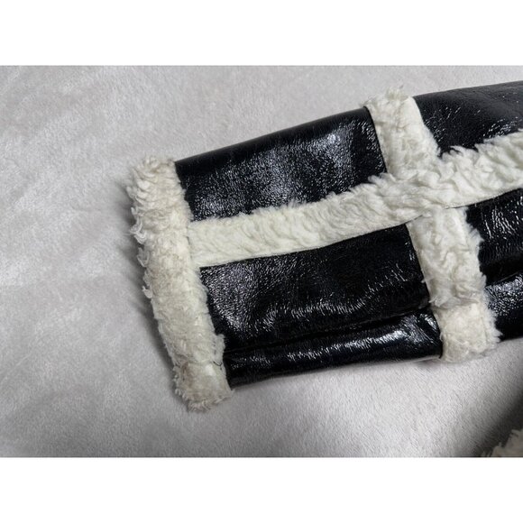 ASOS Oversized Parka In Cracked Vinyl With Borg US SIZE 10 - Picture 15 of 16